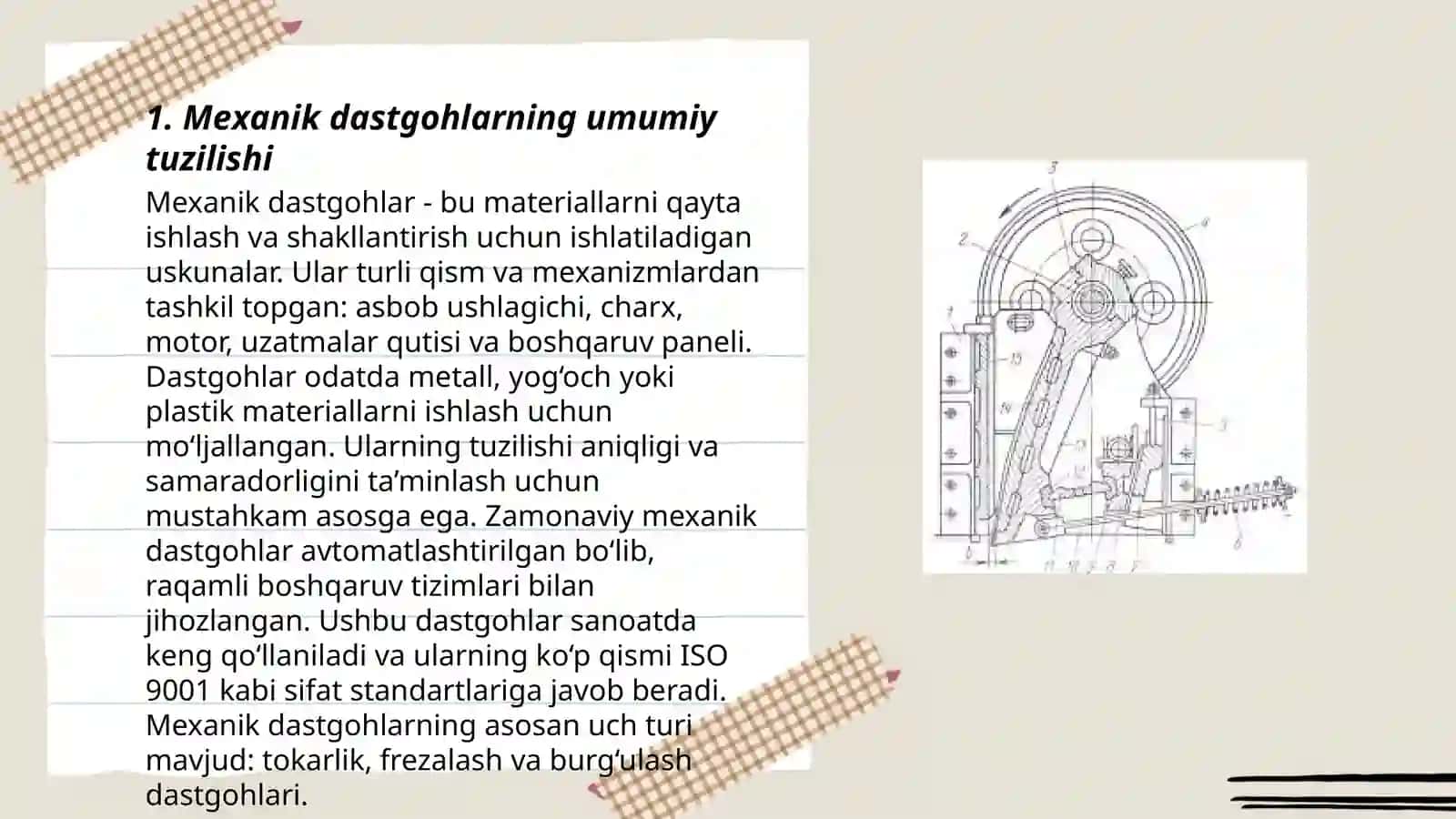 Agrofabrika mexanik dastgohlari tuzilishi va ishlash prinsipi 3