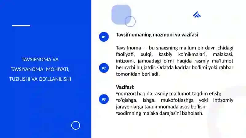 Tavsifnoma va Tavsiyanoma 3