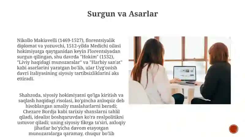 Nikkolo Makiavellining biografiyasi va Hukumdor asari mazmuni va mohiyatining yoritilishi 3