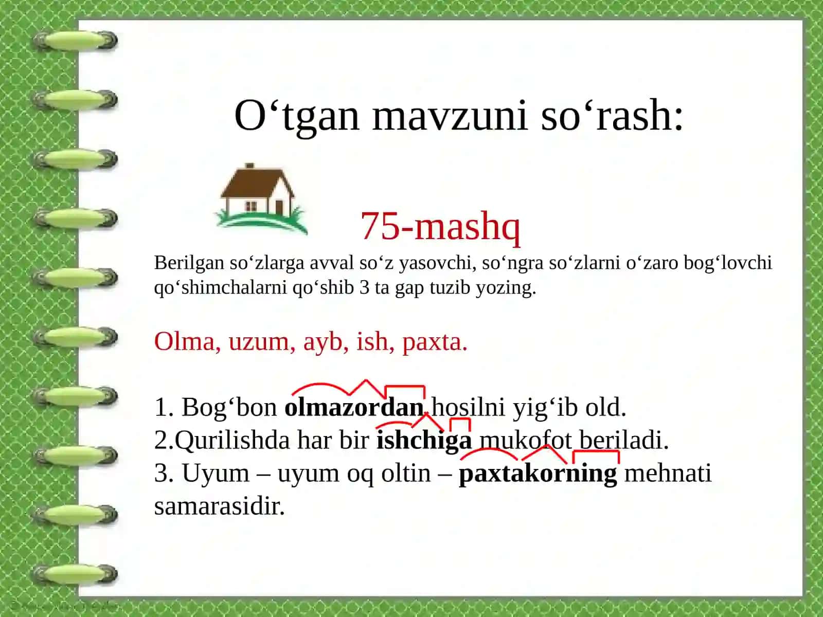 4-sinf Ona tili dars ishlanma. So'z yasovchi qo'shimchalar bilan yangi so'zlarni hosil qilish 3