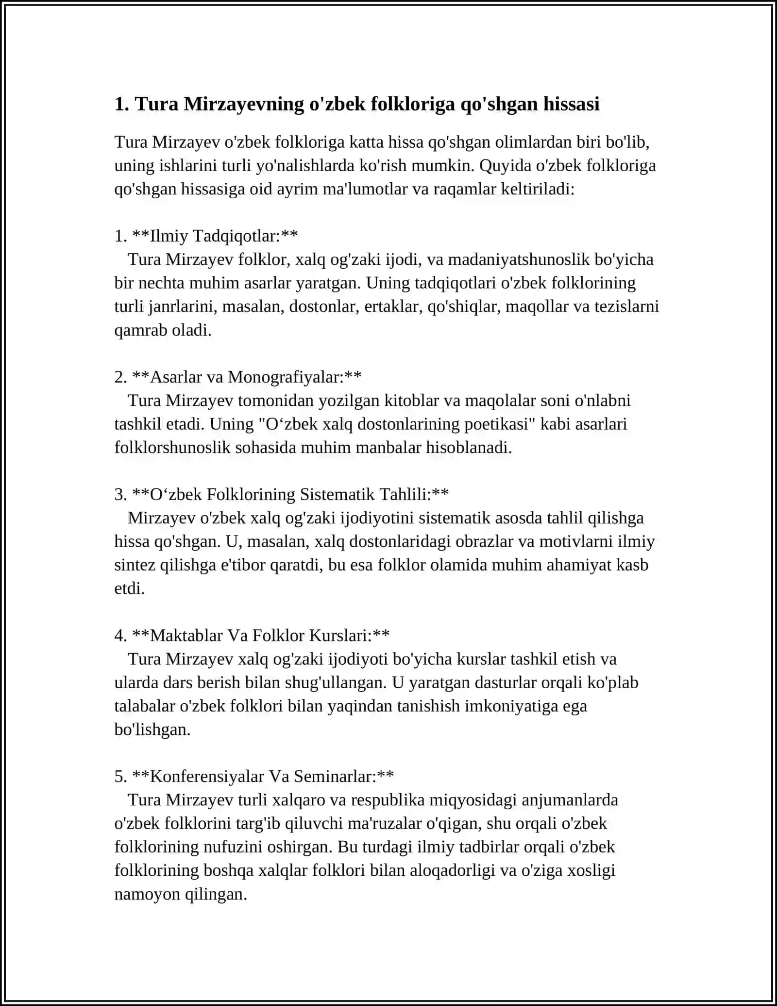 Tura Mirzayev va Mamatqul Jurayevning Uzbek folklorygasigiqan hissasi 3