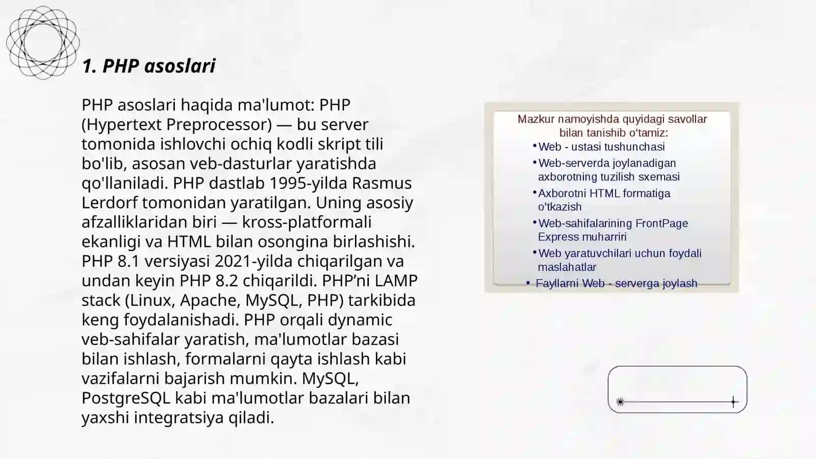 PHP tilida web sahifa yaratish 3