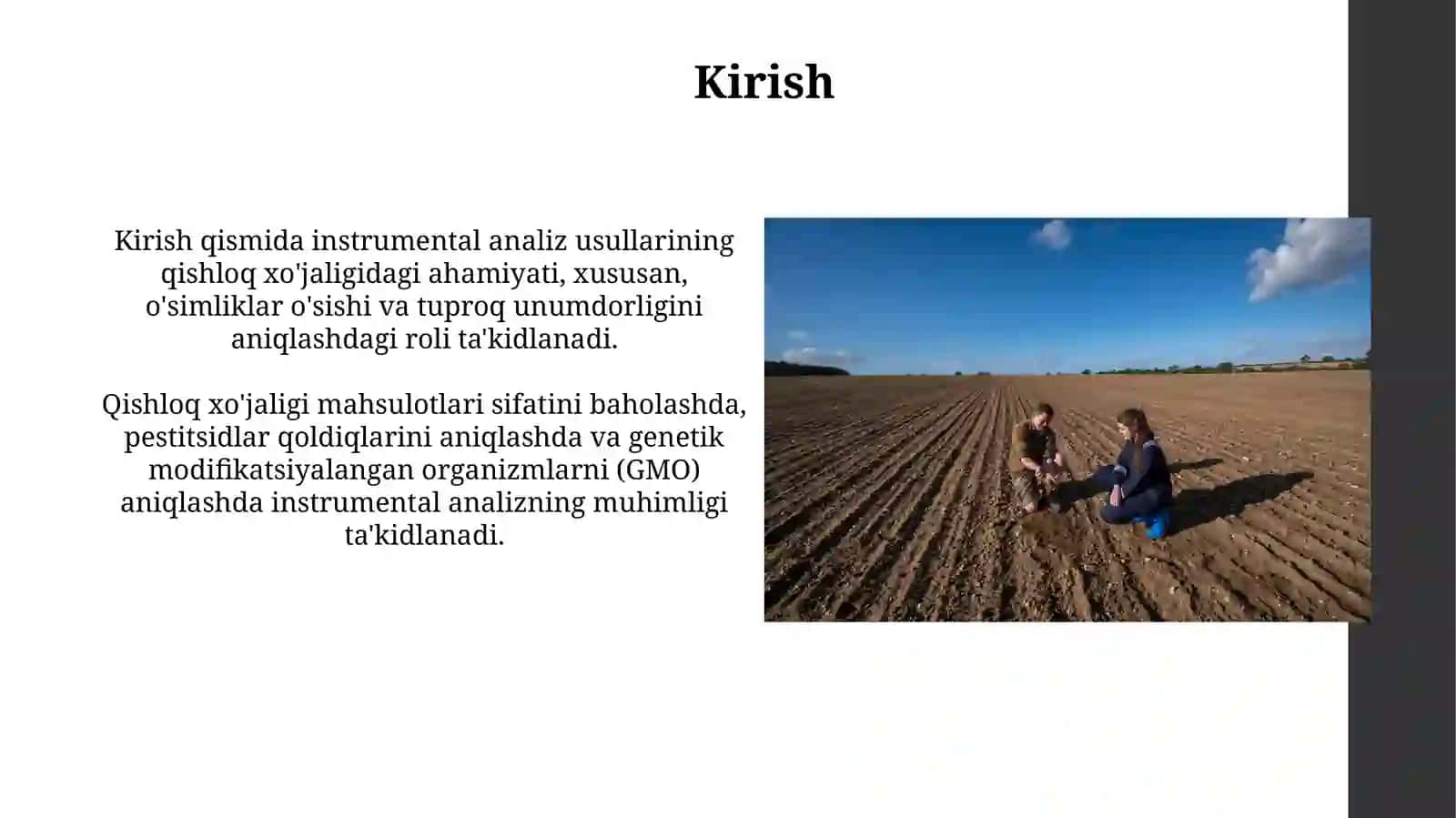Qishloq xo'jaligi turli soxalarida taxlilning instrumental metodlarini qo'llash 3