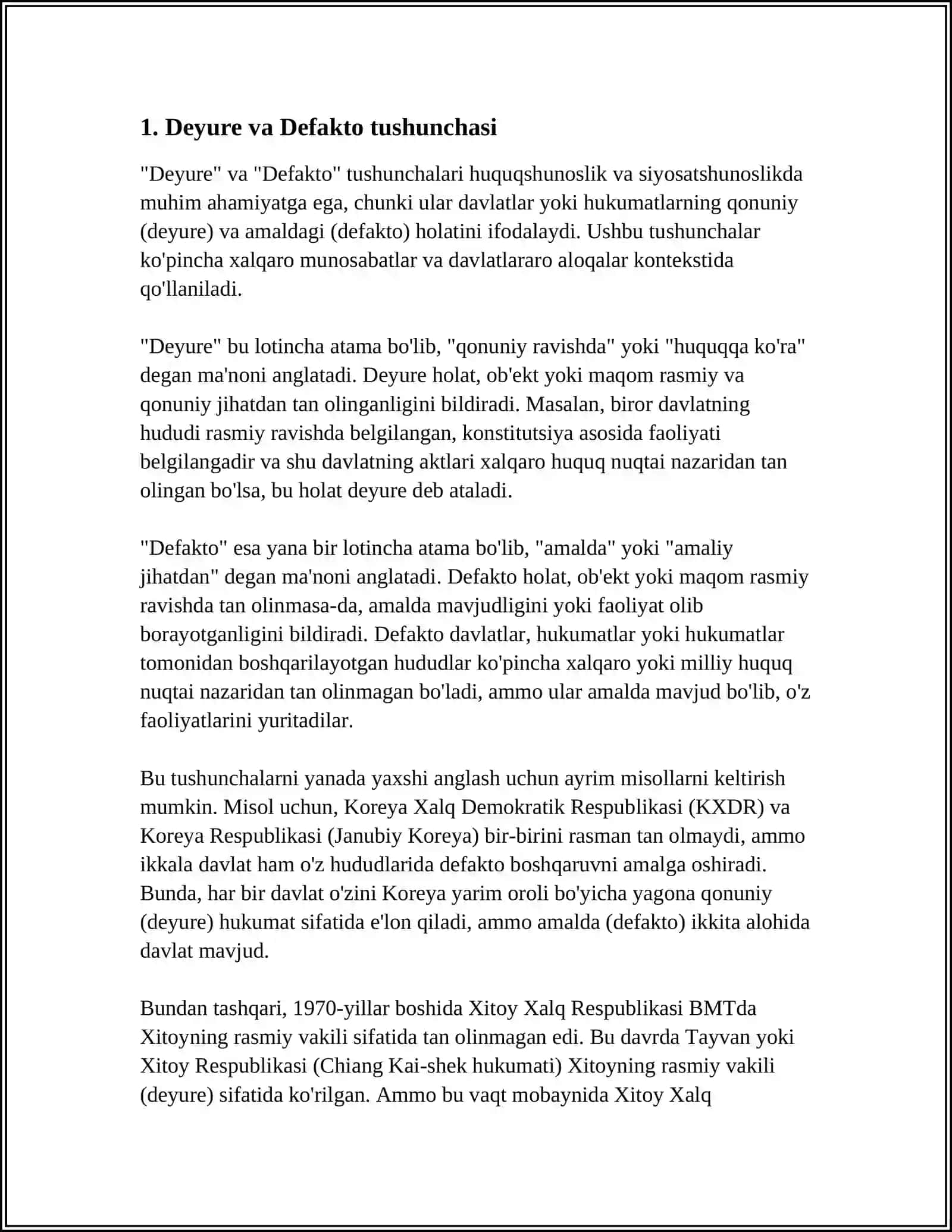DEYURE VA DEFAKTO TAN OLISH 3