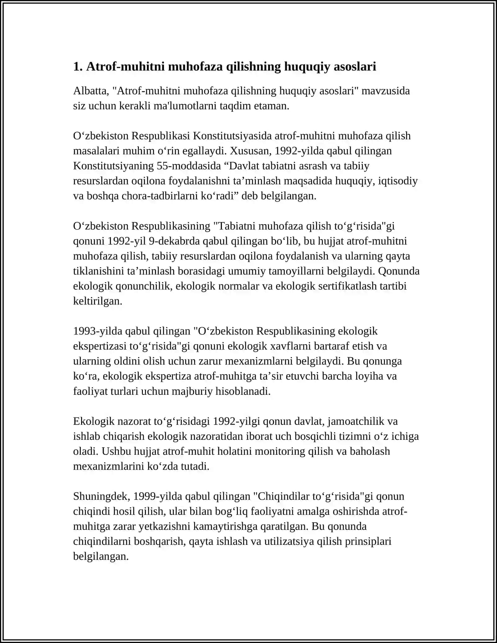 EKOLOGIK MUOMMOLARNI BARTARAF ETISHNING RAMKA QONUNI 3