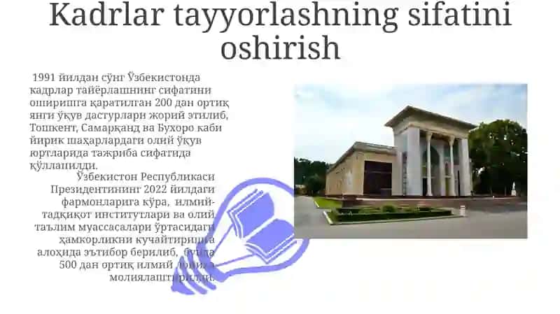 Mustaqillik Davrida O'zbekiston Ta'lim Tizimini Takomillashtirish Chora-tadbirlari 3
