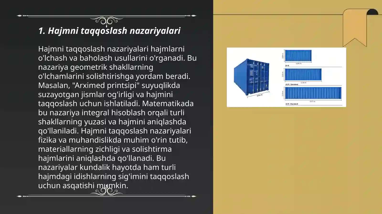 Hajmni taqqoslash nazariyalari 3