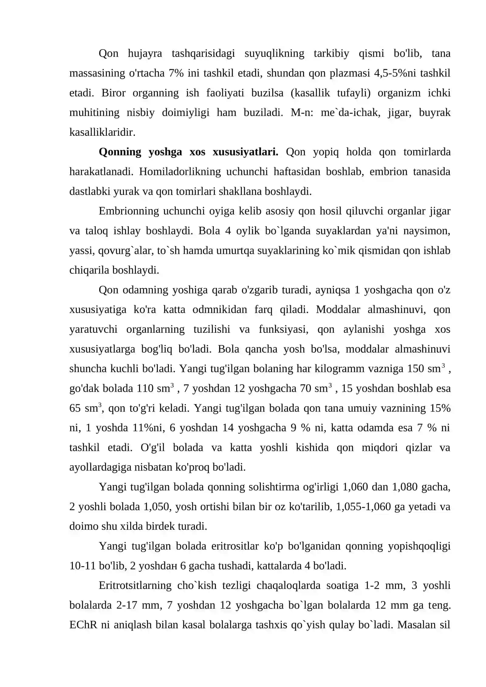 Qon. Qon aylanish organlarining yosh xususiyatlari 3