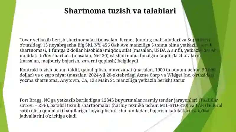 Tovarlarni yetkazib berish to'g'risida davlat kontrakti va kontraktatsiya shartnomasi 3