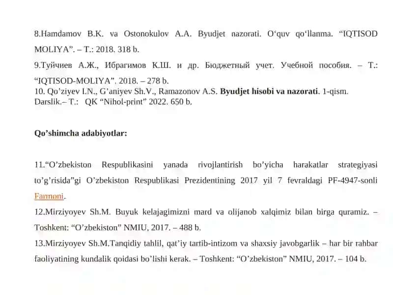 BYUDJET HISOBINING STANDARTLARI VA ULARNING MAZMUNI 3