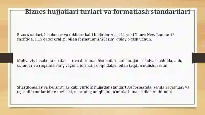 Biznes hujjatlari tayyorlash asoslari 3