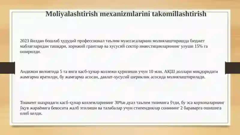 Kasb-hunar ta'limi islohotlarining mazmuni 3