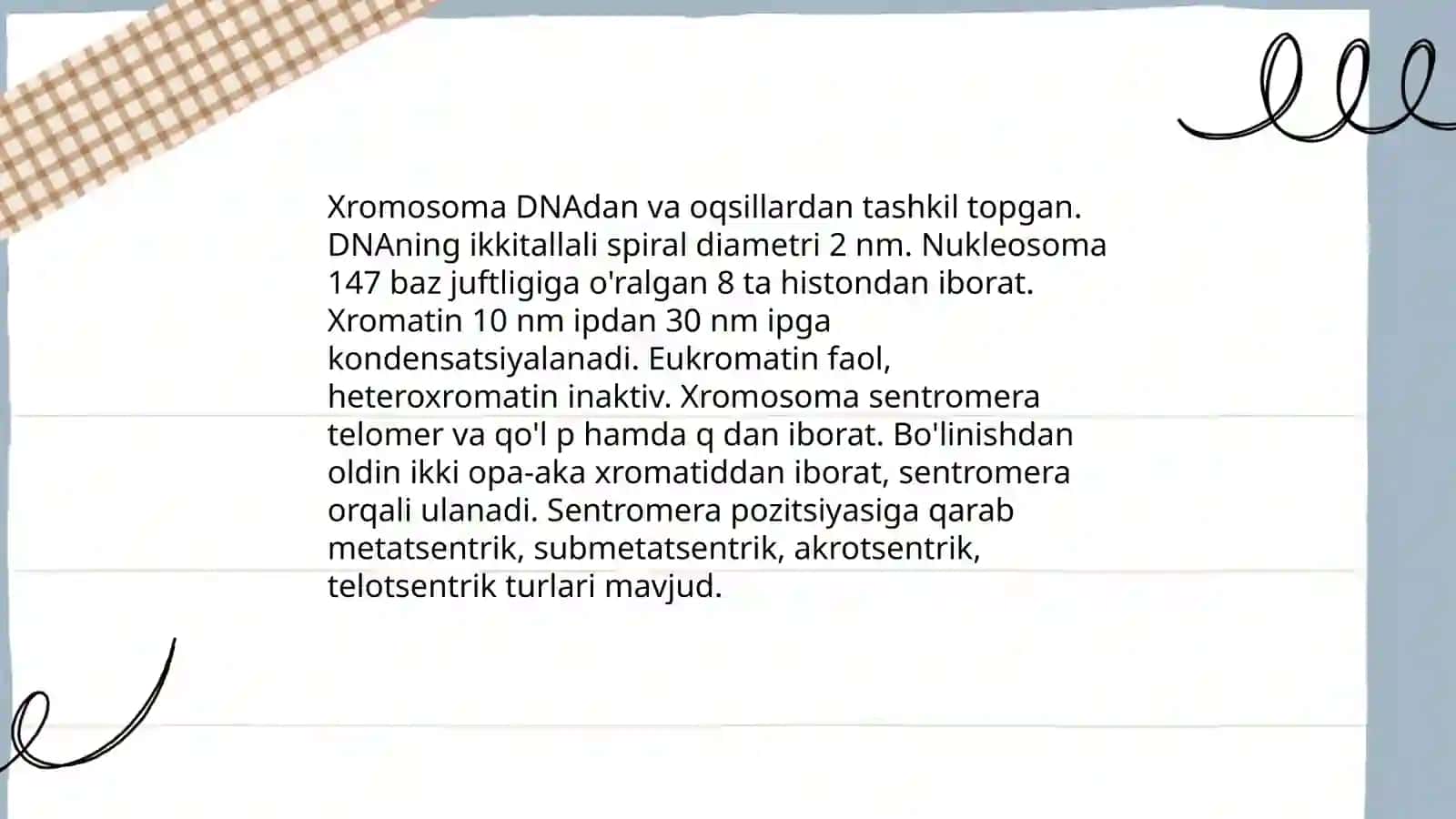 Xromosomalarning morfologiyasi,organizmlarning kariotipi va idiogrammasi 3
