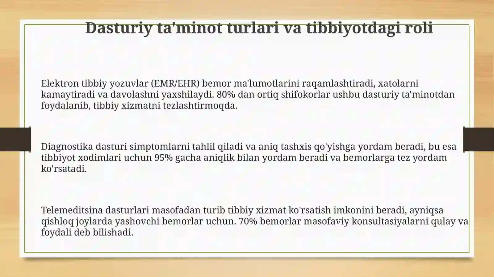 Dasturiy ta'minot turlari va tibbiyotdagi o'rni 3