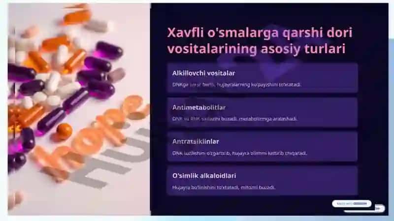 Xavfli o'smalarga qarshi dori vositalar 3