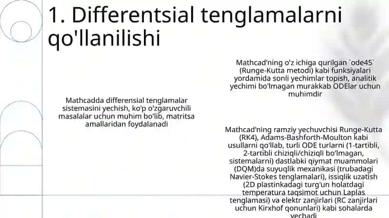 Mathcad orqali differensial tenglamalarga qo'yilgan tenglamalarni yechish 3