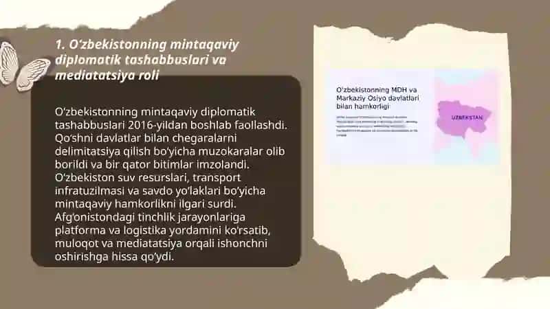 O‘zbekistonning Markaziy Osiyoda tinchlik va barqarorlikni ta’minlashdagi o‘rni 3