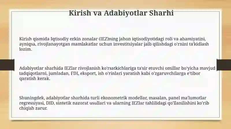 Erkin iqtisodiy zonalar rivojlanish ko'rsatkichlarini ekonometrik modellashtirish 3