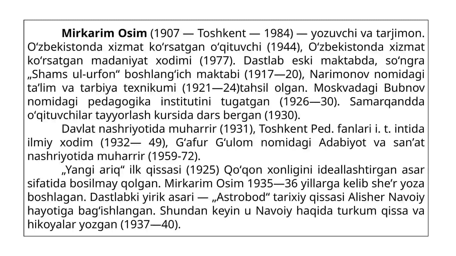 Mirkarim Osim. Hayoti va ijodi. To‘maris” 3