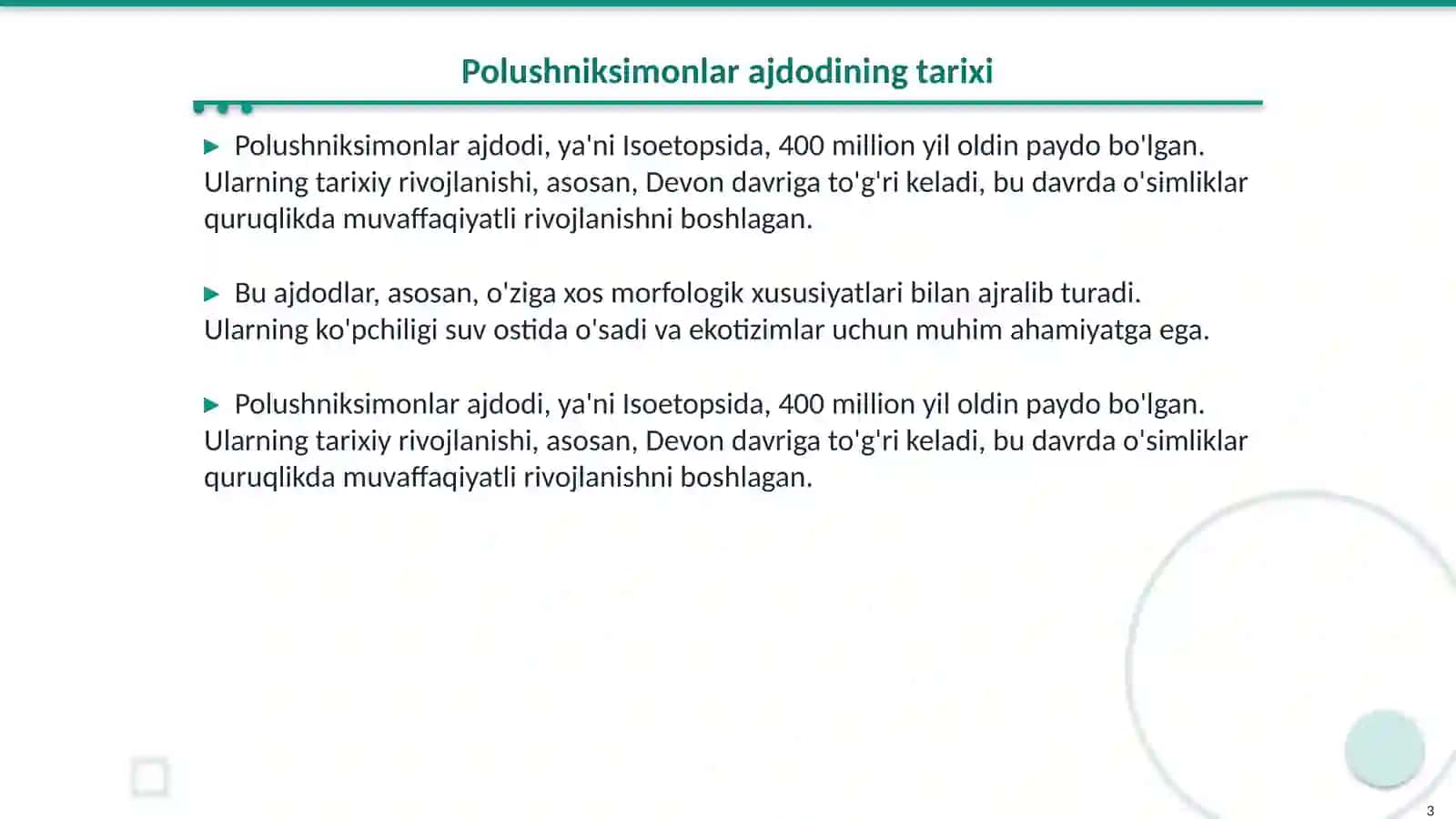 Polushniksimonlar ajdodi—Isoetopsida 3