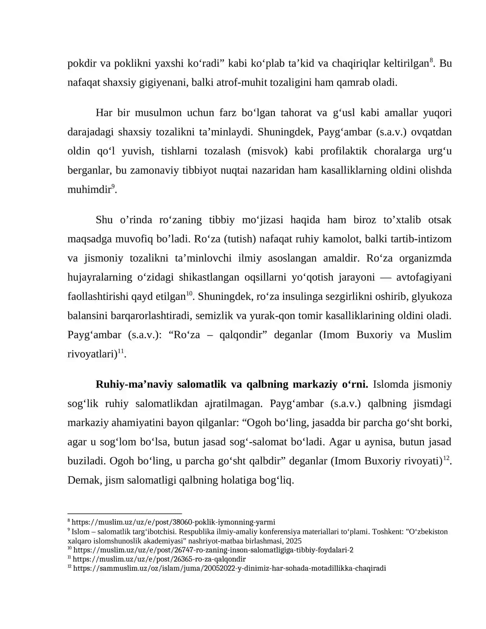 QUR'ON VA HADISLARDA TIBBIY MASALALAR: ISLOMDA SALOMATLIK KONSEPSIYASI 3