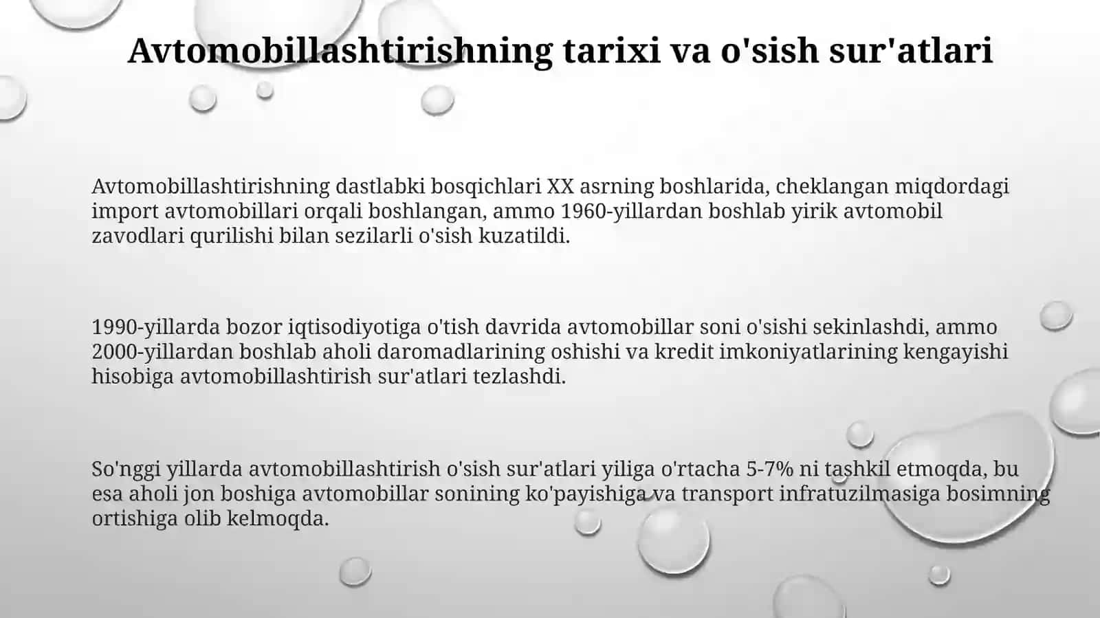 Avtomobillashtirishvauningmamlakatimiziqtisodiyrivojlanishigata'siri 3