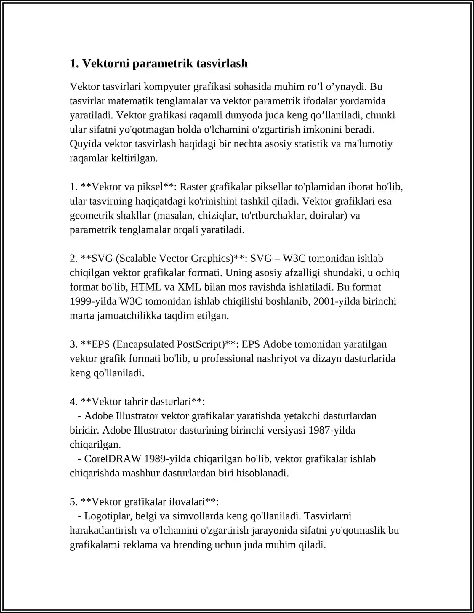 VEKTORLARNI FUNKSIYA PARAMETRLARI SIFATIDA QÕLLANILISHI 3