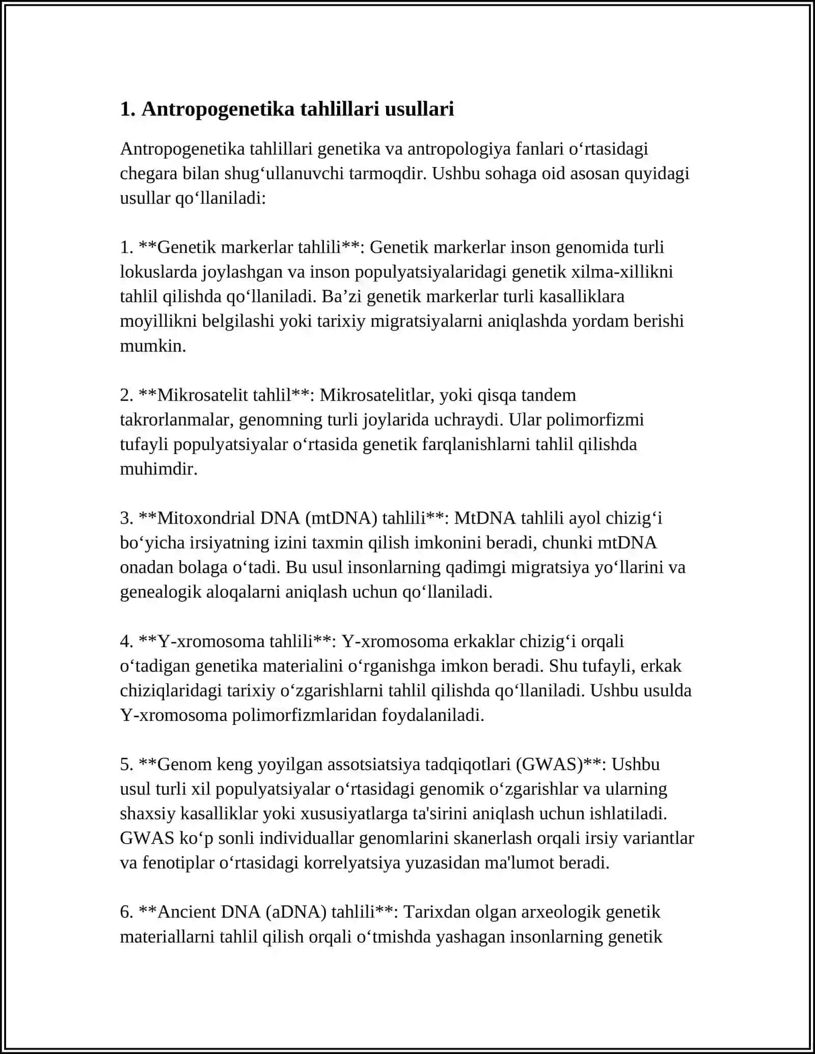 MUSTAQIL ISH Mavzu: ANTROPOGENETKA USULLARI BIOKIMYOVIY VA SITOGENETIK USULLARI 3