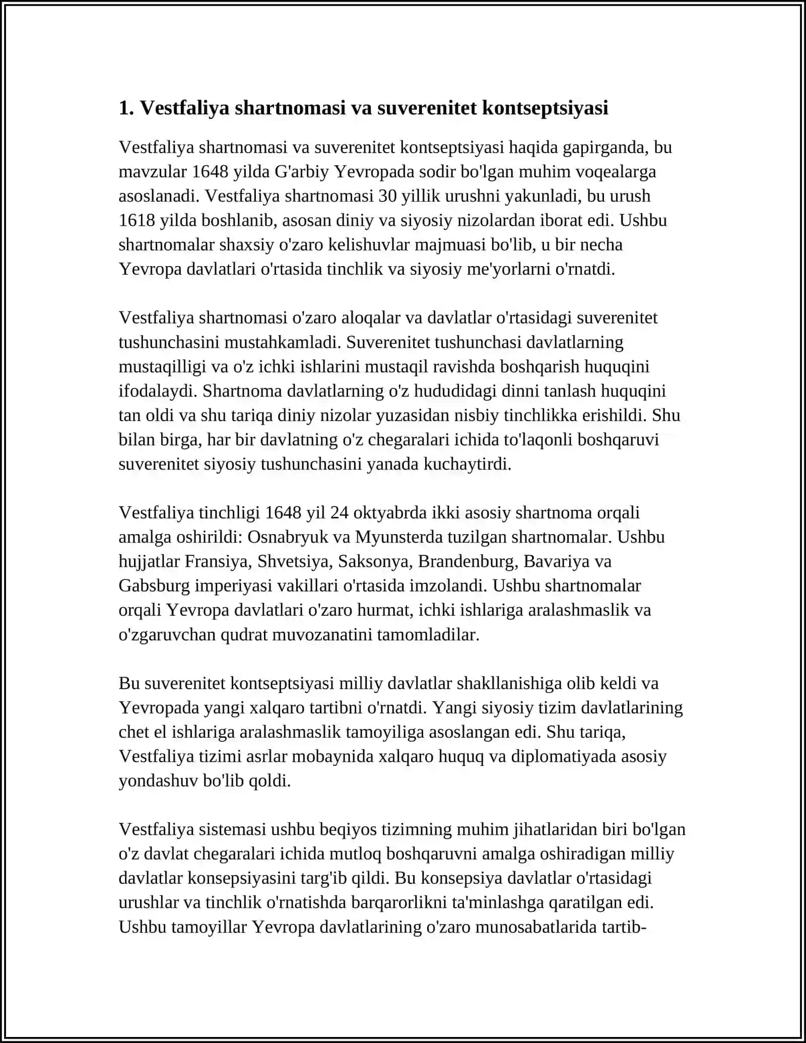 VESTFALIYA SHARTNOMASINING ZAMONAVIY SIYOSATEUNOSLIKDAGI AHAMIYATI 3