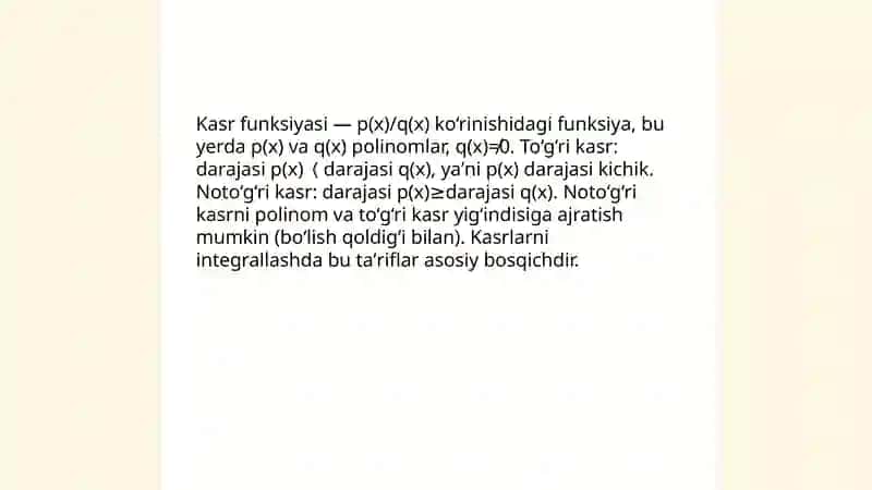 Kasr funksiyalarini integrallash 3