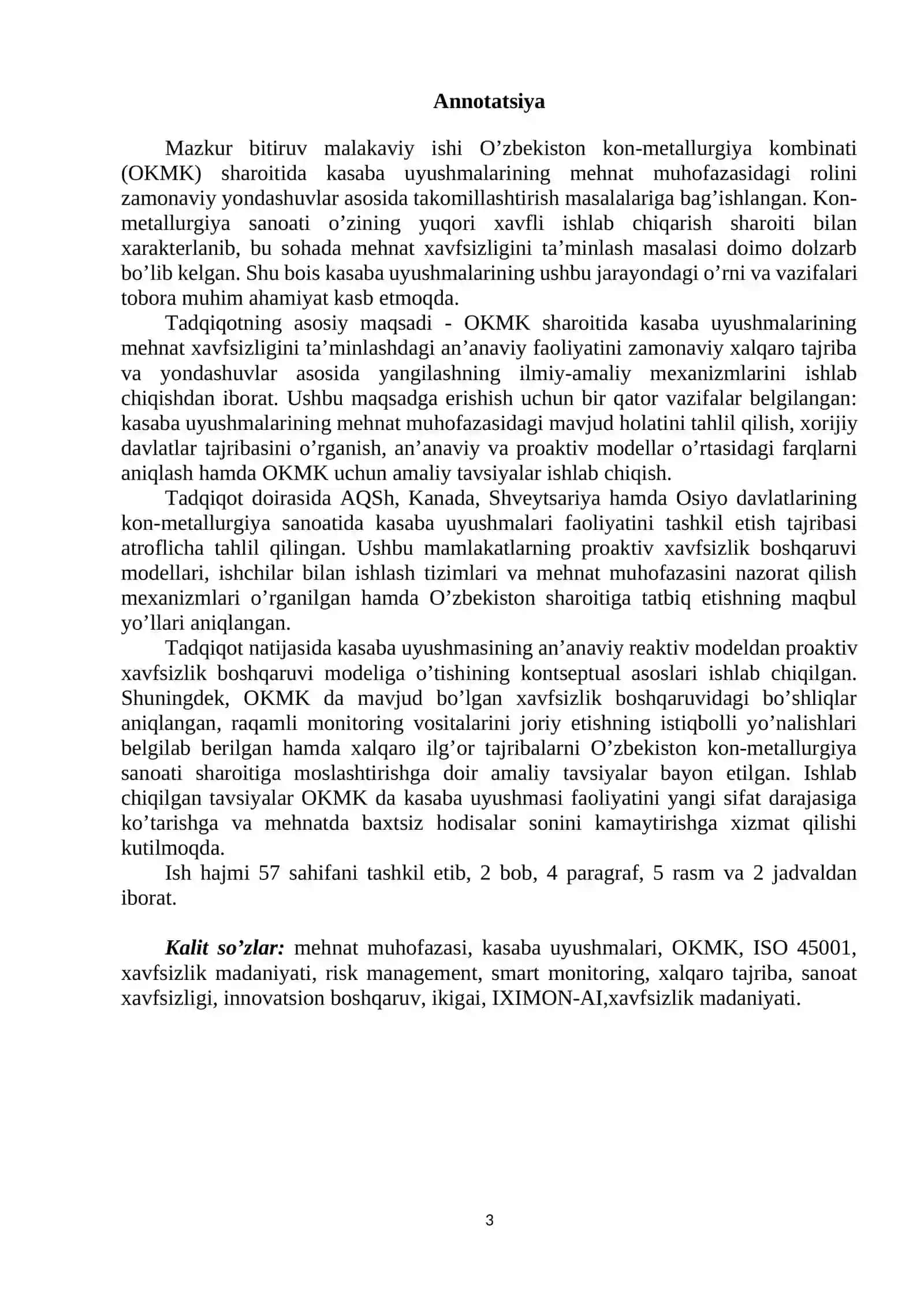 BMI. Hayot faoliyti xavfsizligi fanidan 3