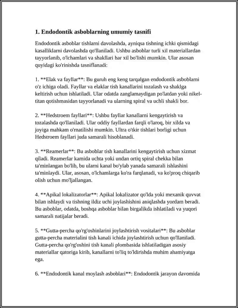 ENDODONTIK ASBOBLAR STERILIZASIYASI. ENDODONTIK ASBOBLAR. TASNIFI 3