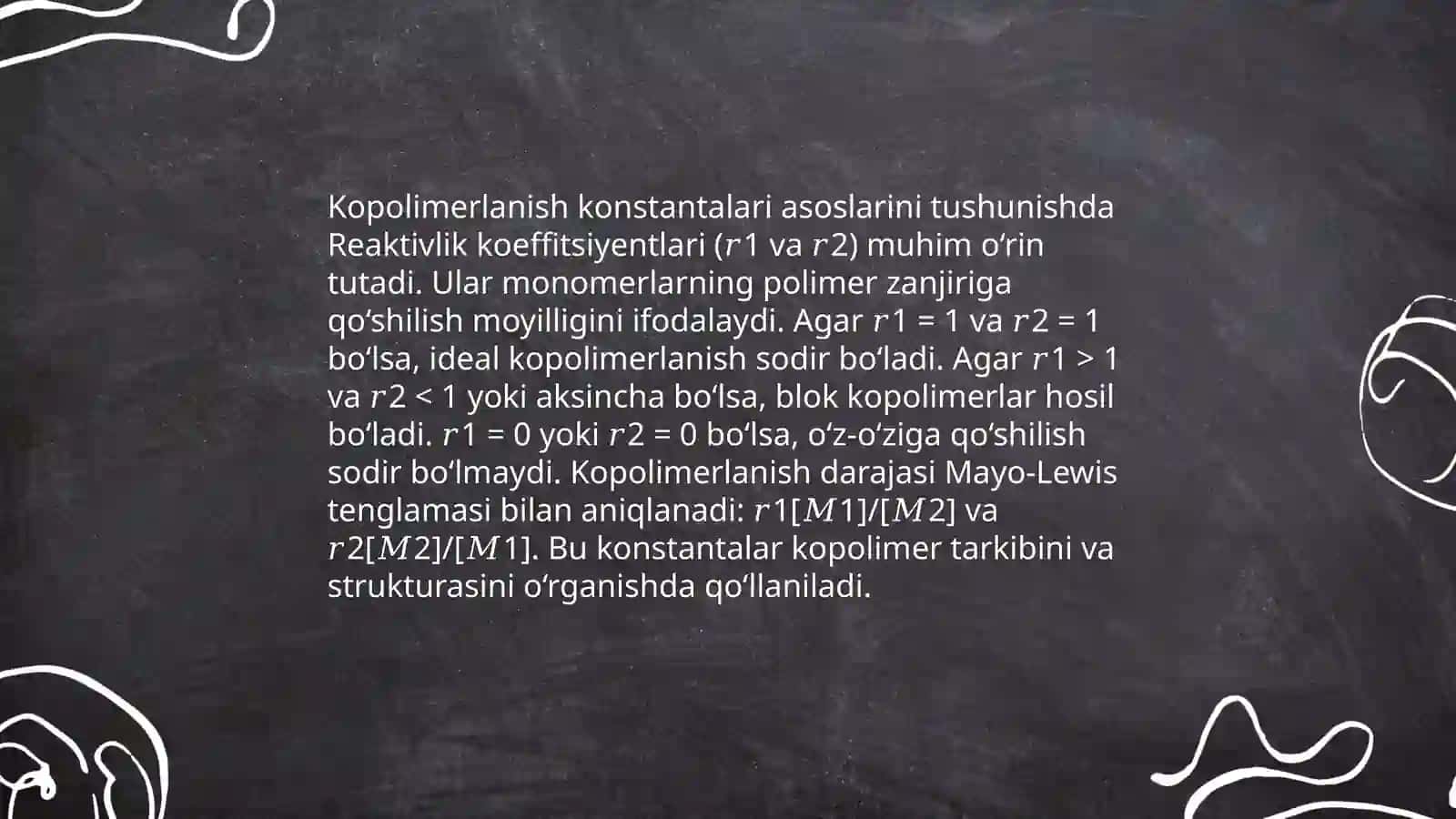 Sopolimerlanish konstantalarini hisoblash usullari 3