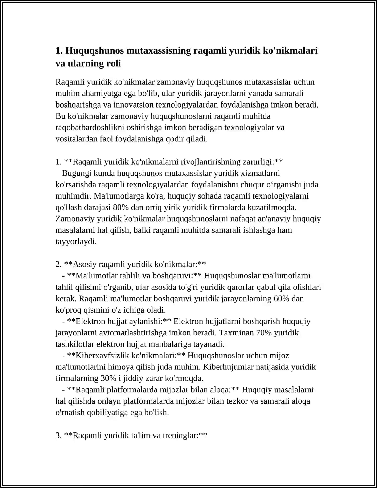 HUQUQSHUNOS MUTAXASSIS SHAKLLANISHIDA ZAMONAVIY ISH KO'NIKMALARI VA KOMPETENSIYALARINING ROLI 3