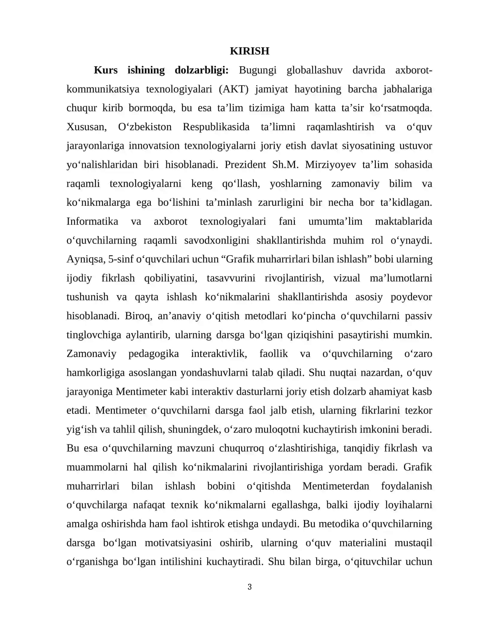 INFORMATIKA O'QITISH METODIKASI 3