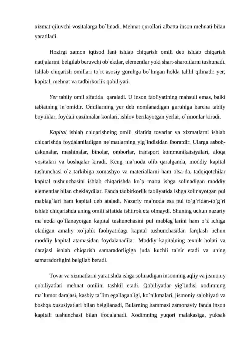 Ishlab chiqarish omillari va ishlab chiqarish jarayoni 3