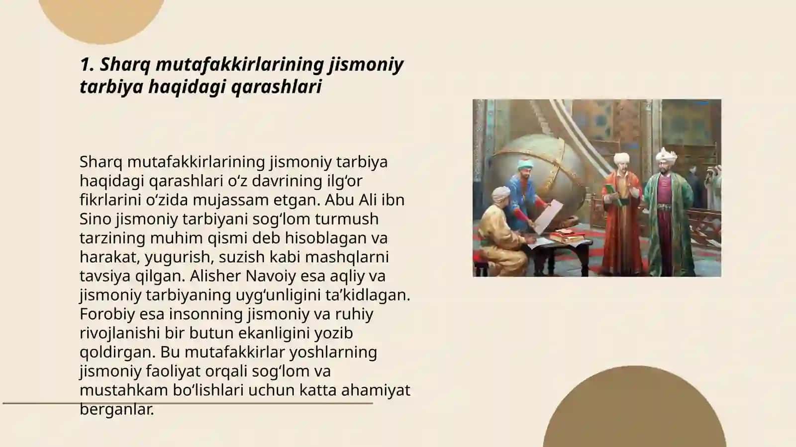 Sharq mutafakkirlarining asarlarida jismoniy tarbiya masalasining yoritilishi 3