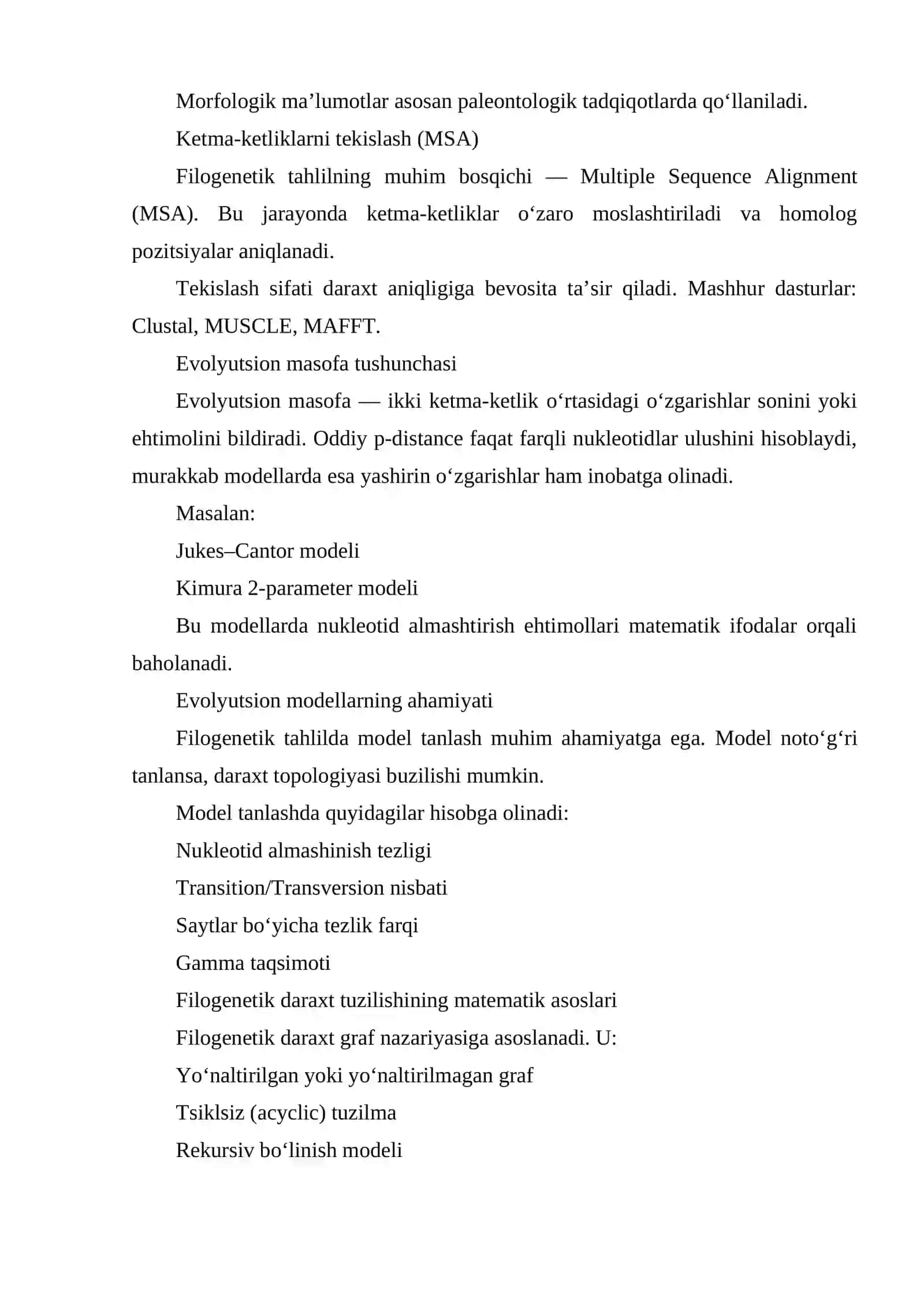 Filogenetik daraxtlarni tuzish algoritmlari 3