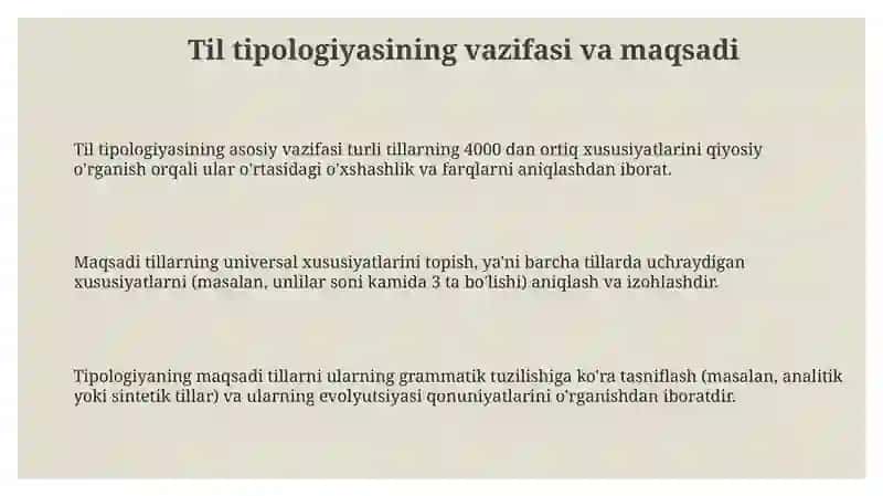 Til tipologiyasining vazifasi va maqsadi 3