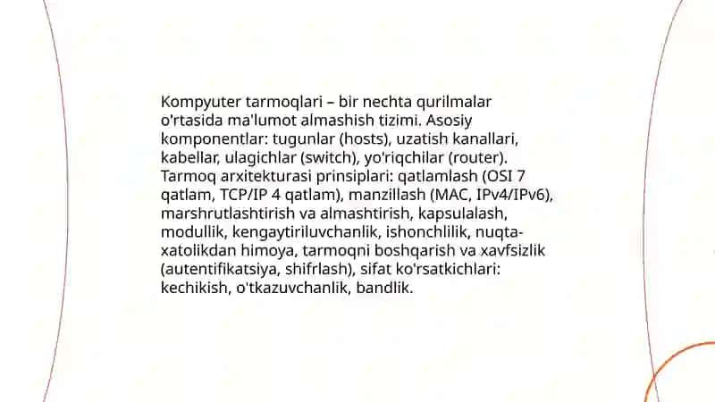 Kompyuter tarmoqlari asoslari va tarmoq arxitekturasi prinsiplari 3