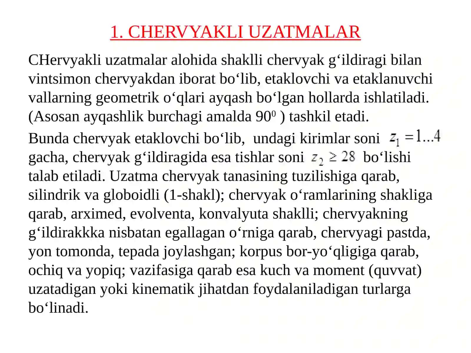 CHERVYAKLI UZATMALAR. UZATMANI GEOMETRIYASI VA KINEMATIKASI 3