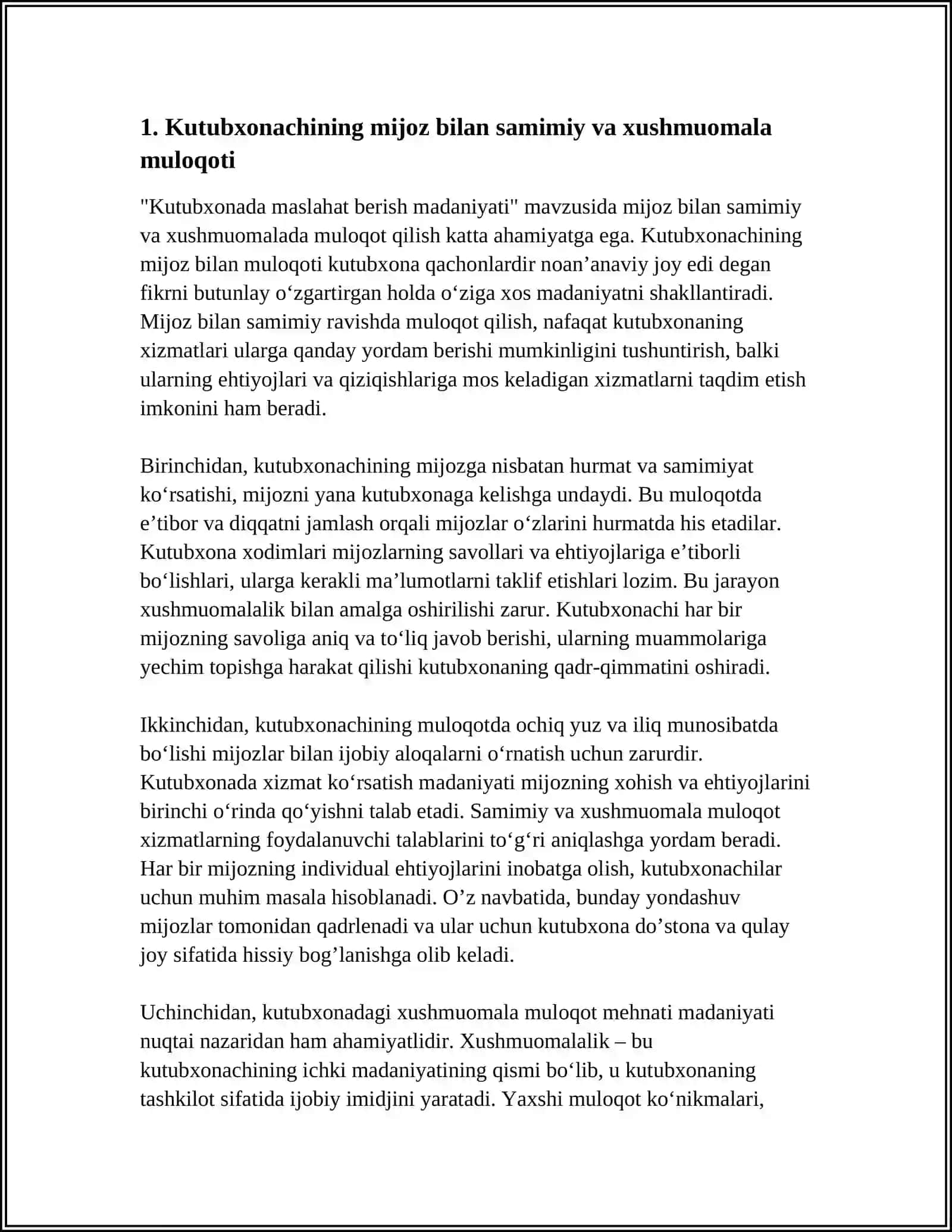 KUTUBXONADA MASLAHAT BERISH MADANIYATI 3