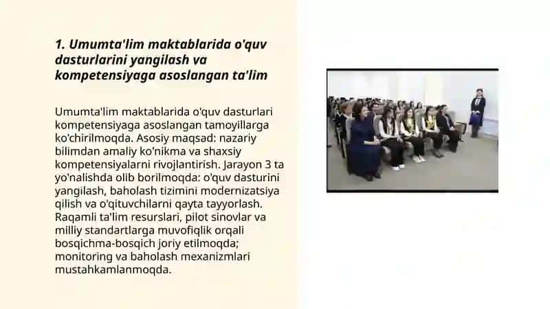 Õzbekiston Respublikasida ta'lim sohasida amalga oshirilgan islohotlar 3