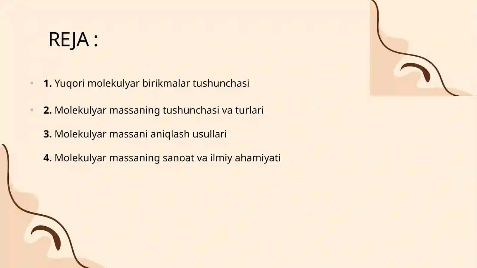 Yuqori molekulyar birikmalarning molekulyar massasi. 3