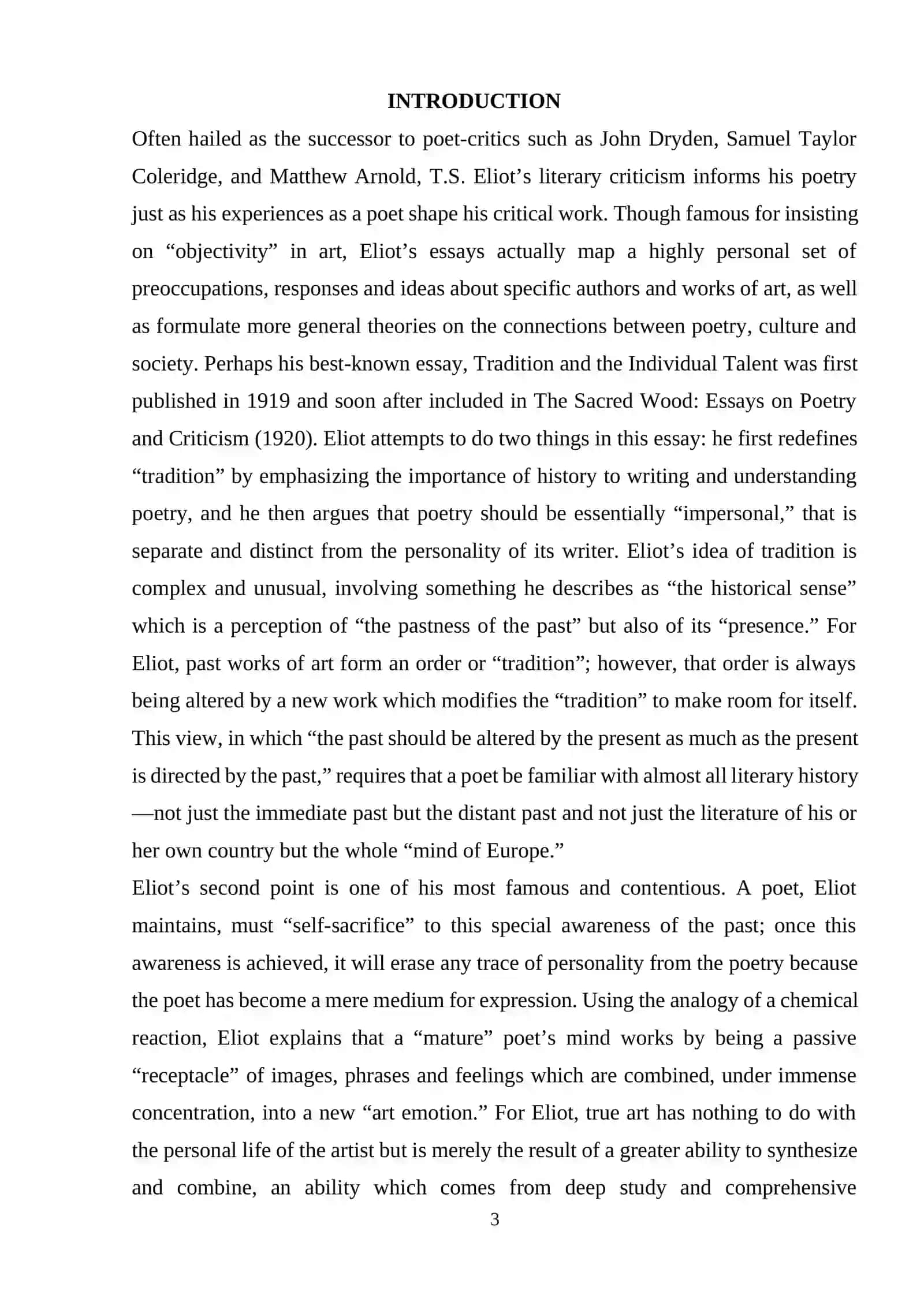 TRADITION AND INDIVIDUAL TALENT BY T.S.ELIOT 3