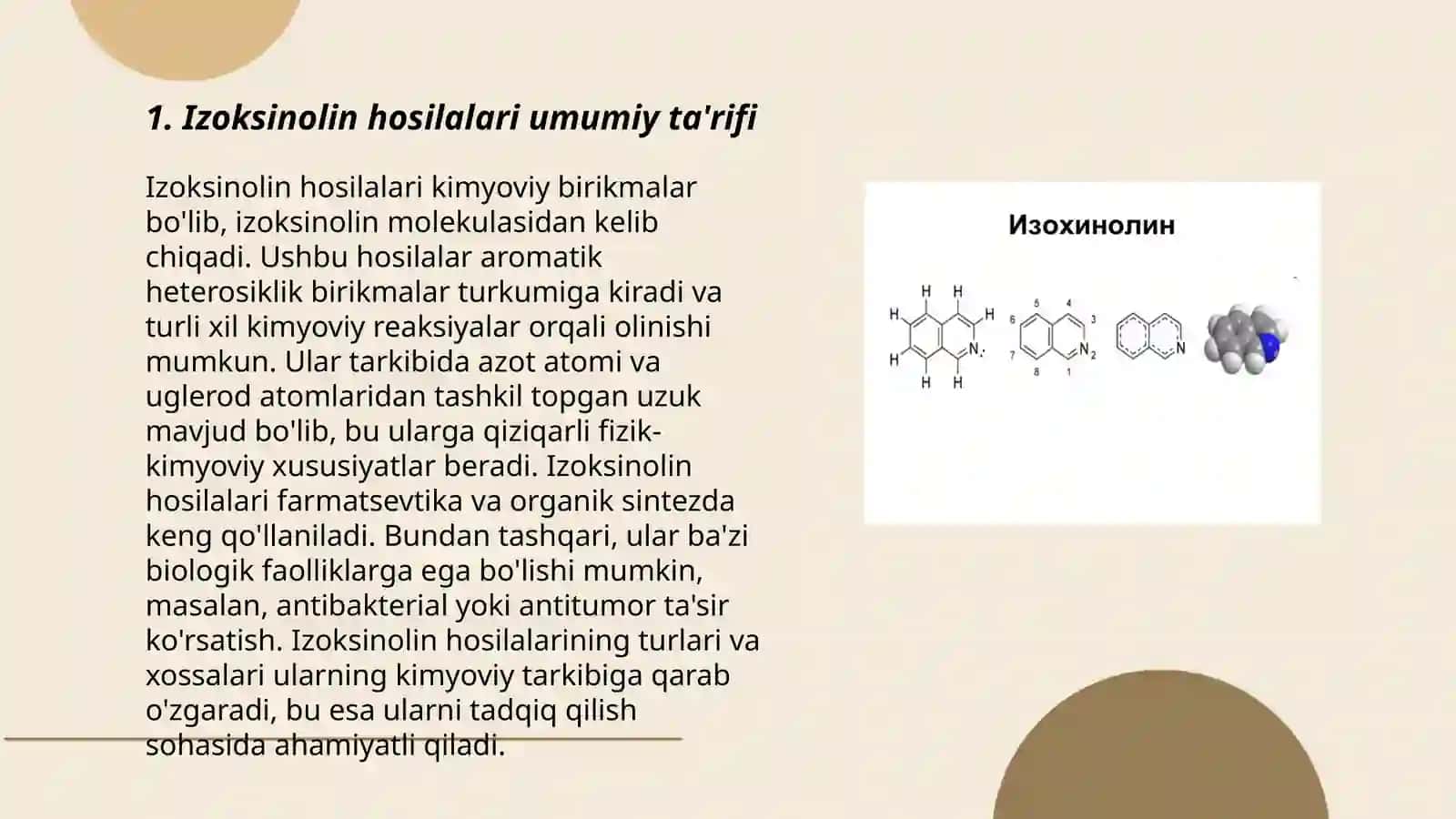 Izoxinolin hosilalari tahlili 3