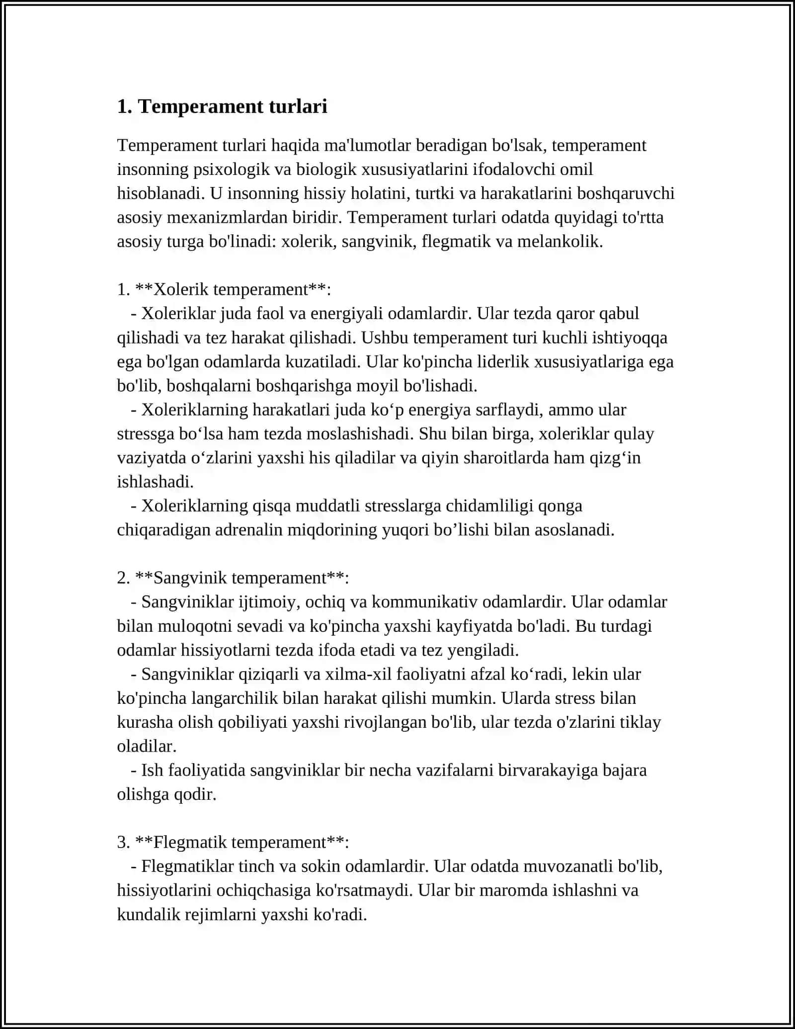 MUSTAQIL ISH Mavzu: TEMPERAMENT SHAXS TUZILMASI SIFATIDA 3