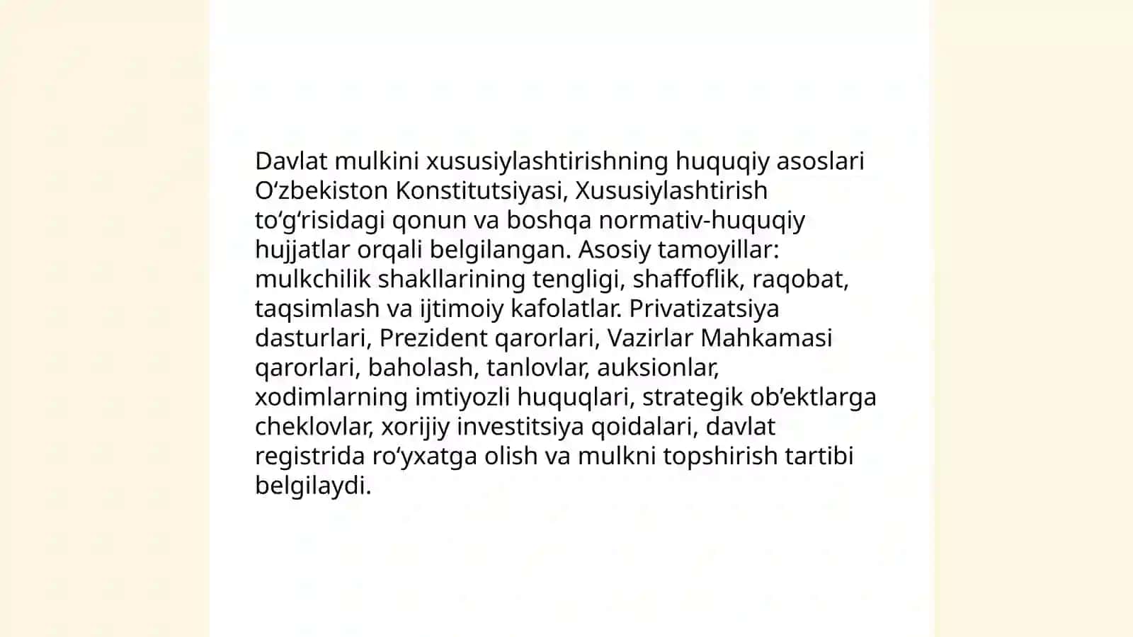 Davlat mulkini xususiylashtirishning huquqiy asoslari 3