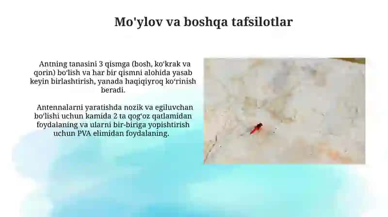 Rangli qogʻozdan chumoli yasash 3
