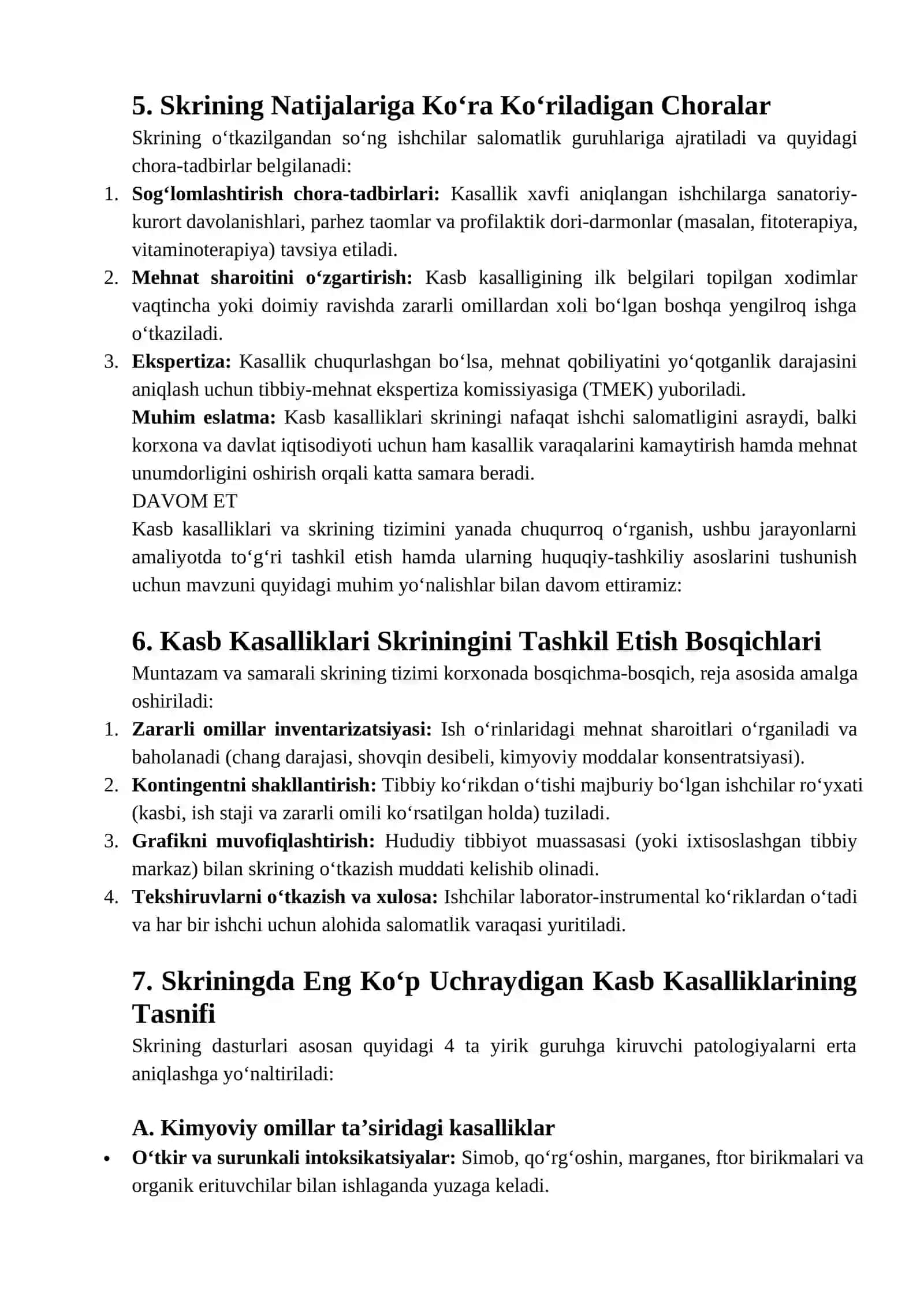 SKRINING. KASB KASALLIKLARI 3